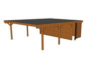 Doppelcarport CLASSIC Holzblende mit Abstellraum (Verkleidung: Klassisches Duoprofil) - FREESE Holz 