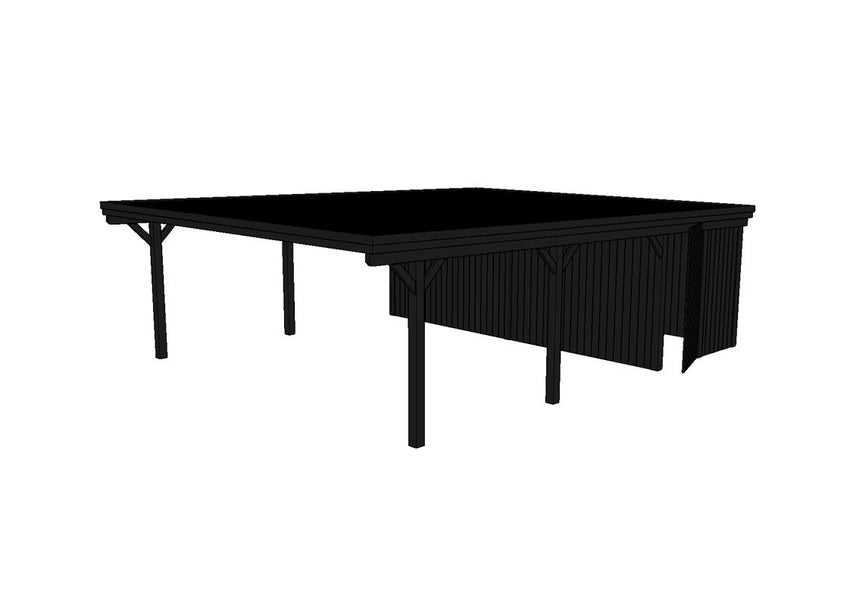 Doppelcarport CLASSIC Holzblende mit Abstellraum (Verkleidung: Klassisches Duoprofil) - FREESE Holz 