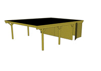 Doppelcarport CLASSIC Holzblende mit Abstellraum (Verkleidung: Klassisches Duoprofil) - FREESE Holz 