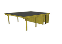 Doppelcarport CLASSIC Holzblende mit Abstellraum (Verkleidung: Klassisches Duoprofil) - FREESE Holz 