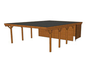 Doppelcarport CLASSIC Holzblende mit Abstellraum (Verkleidung: Klassisches Duoprofil) - FREESE Holz 