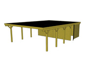 Doppelcarport CLASSIC Holzblende mit Abstellraum (Verkleidung: Klassisches Duoprofil) - FREESE Holz 