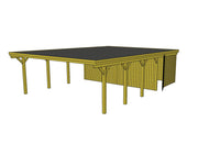 Doppelcarport CLASSIC Holzblende mit Abstellraum (Verkleidung: Klassisches Duoprofil) - FREESE Holz 