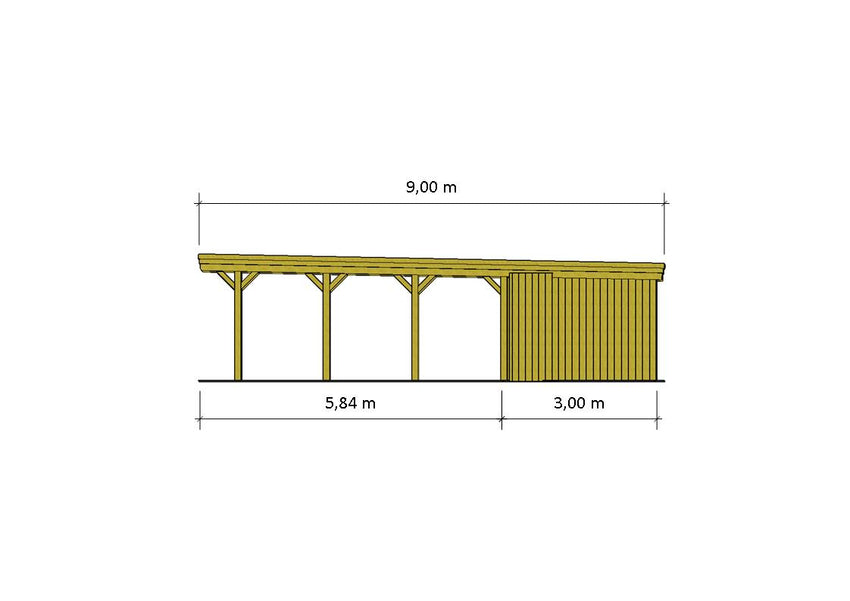 Doppelcarport CLASSIC Holzblende mit Abstellraum (Verkleidung: Klassisches Duoprofil) - FREESE Holz 