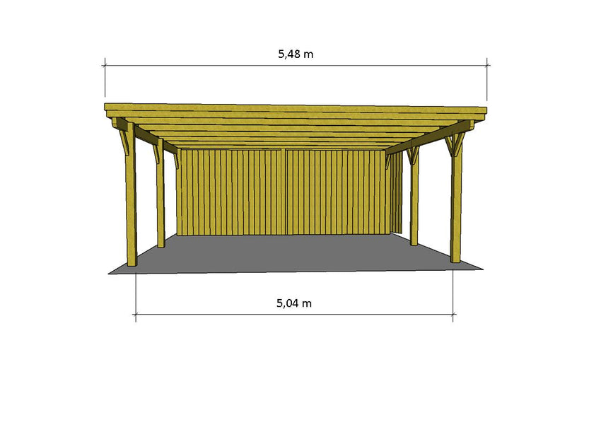 Doppelcarport CLASSIC Holzblende mit Abstellraum (Verkleidung: Klassisches Duoprofil) - FREESE Holz 