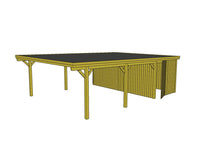 Doppelcarport CLASSIC Holzblende mit Abstellraum (Verkleidung: Klassisches Duoprofil) - FREESE Holz 