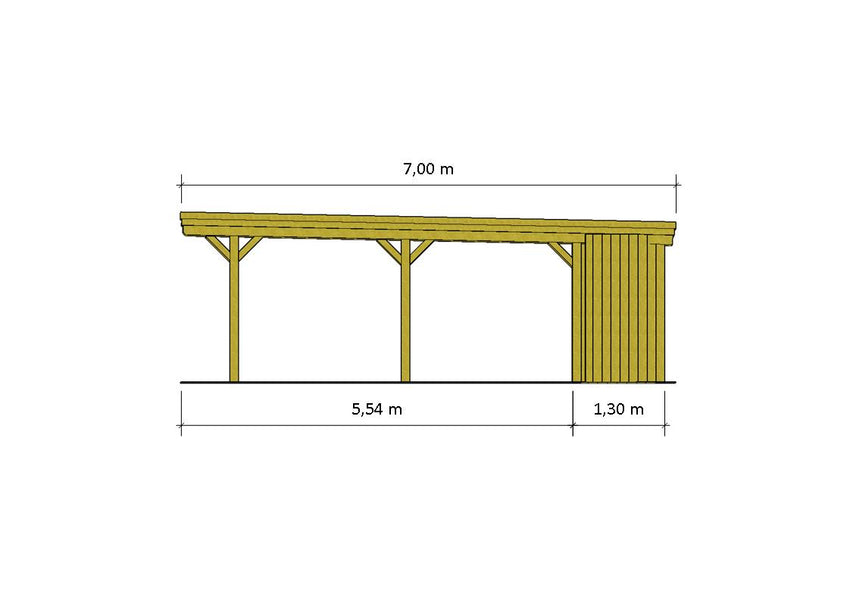 Doppelcarport CLASSIC Holzblende mit Abstellraum (Verkleidung: Klassisches Duoprofil) - FREESE Holz 