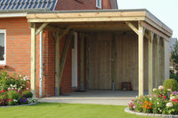 Einzel-Carport CLASSIC Holzblende mit Abstellraum (Verkleidung: Klassisches Duoprofil) - FREESE Holz 