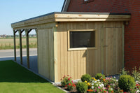 Einzel-Carport CLASSIC Holzblende mit Abstellraum (Verkleidung: Klassisches Duoprofil) - FREESE Holz 