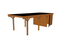 Einzel-Carport CLASSIC Holzblende mit Abstellraum (Verkleidung: Klassisches Duoprofil) - FREESE Holz 
