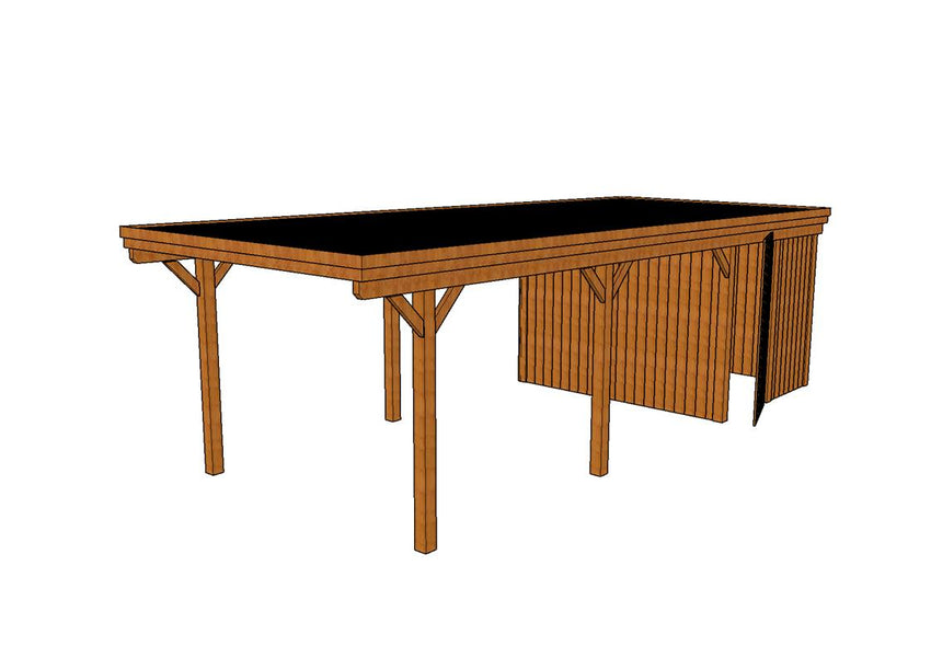 Einzel-Carport CLASSIC Holzblende mit Abstellraum (Verkleidung: Klassisches Duoprofil) - FREESE Holz 