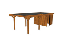 Einzel-Carport CLASSIC Holzblende mit Abstellraum (Verkleidung: Klassisches Duoprofil) - FREESE Holz 