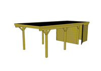 Einzel-Carport CLASSIC Holzblende mit Abstellraum (Verkleidung: Klassisches Duoprofil) - FREESE Holz 