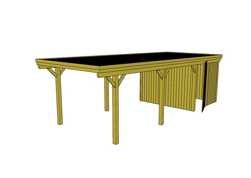 Einzel-Carport CLASSIC Holzblende mit Abstellraum (Verkleidung: Klassisches Duoprofil) - FREESE Holz 