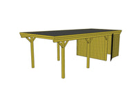 Einzel-Carport CLASSIC Holzblende mit Abstellraum (Verkleidung: Klassisches Duoprofil) - FREESE Holz 