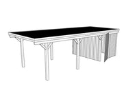 Einzel-Carport CLASSIC Holzblende mit Abstellraum (Verkleidung: Klassisches Duoprofil) - FREESE Holz 