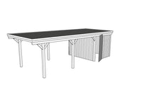 Einzel-Carport CLASSIC Holzblende mit Abstellraum (Verkleidung: Klassisches Duoprofil) - FREESE Holz 