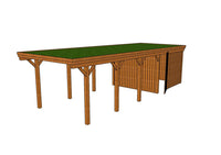 Gründach-Carport CLASSIC Holzblende mit Abstellraum (Verkleidung: Klassisches Duoprofil) - FREESE Holz 