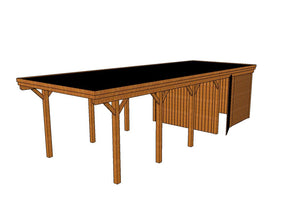Einzel-Carport CLASSIC Holzblende mit Abstellraum (Verkleidung: Klassisches Duoprofil) - FREESE Holz 