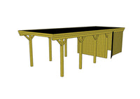 Einzel-Carport CLASSIC Holzblende mit Abstellraum (Verkleidung: Klassisches Duoprofil) - FREESE Holz 