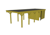 Einzel-Carport CLASSIC Holzblende mit Abstellraum (Verkleidung: Klassisches Duoprofil) - FREESE Holz 