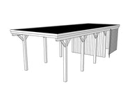 Einzel-Carport CLASSIC Holzblende mit Abstellraum (Verkleidung: Klassisches Duoprofil) - FREESE Holz 