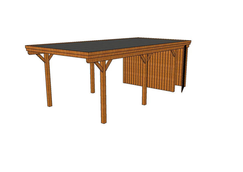 Einzel-Carport CLASSIC Holzblende mit Abstellraum (Verkleidung: Klassisches Duoprofil) - FREESE Holz 