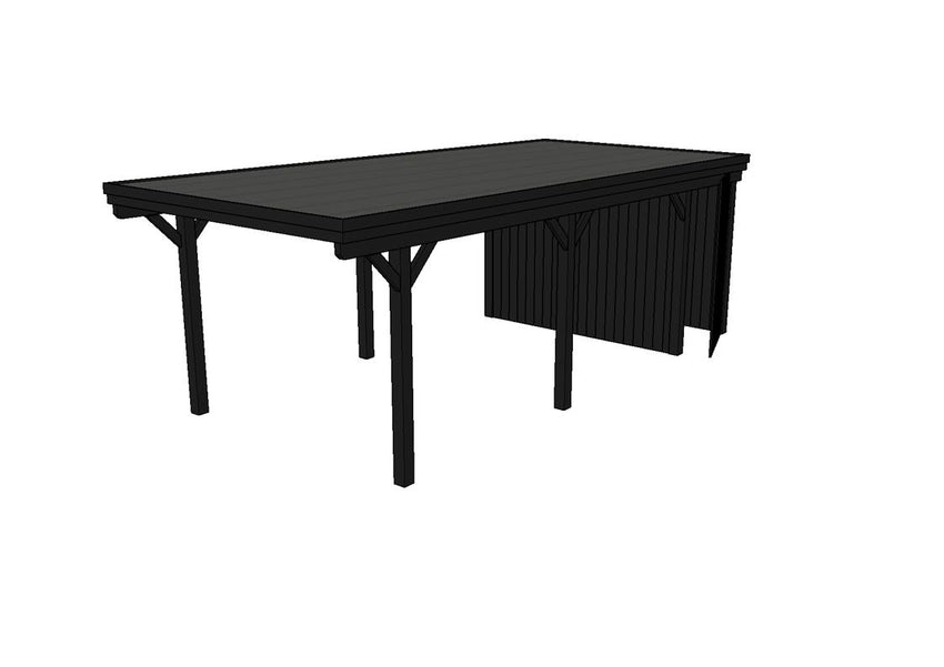 Einzel-Carport CLASSIC Holzblende mit Abstellraum (Verkleidung: Klassisches Duoprofil) - FREESE Holz 