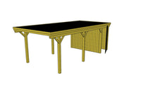 Einzel-Carport CLASSIC Holzblende mit Abstellraum (Verkleidung: Klassisches Duoprofil) - FREESE Holz 