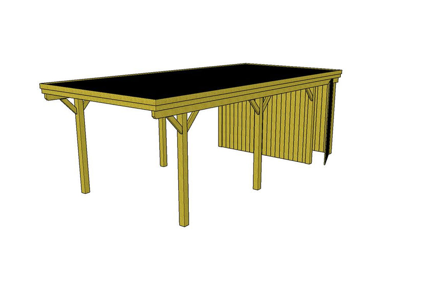 Einzel-Carport CLASSIC Holzblende mit Abstellraum (Verkleidung: Klassisches Duoprofil) - FREESE Holz 