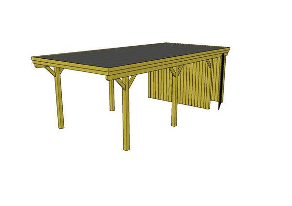 Einzel-Carport CLASSIC Holzblende mit Abstellraum (Verkleidung: Klassisches Duoprofil)