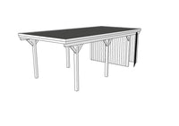 Einzel-Carport CLASSIC Holzblende mit Abstellraum (Verkleidung: Klassisches Duoprofil) - FREESE Holz 