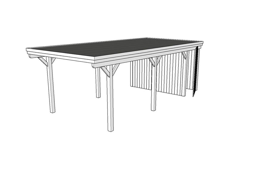 Einzel-Carport CLASSIC Holzblende mit Abstellraum (Verkleidung: Klassisches Duoprofil) - FREESE Holz 