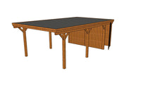 Einzel-Carport CLASSIC Holzblende mit Abstellraum (Verkleidung: Klassisches Duoprofil) - FREESE Holz 