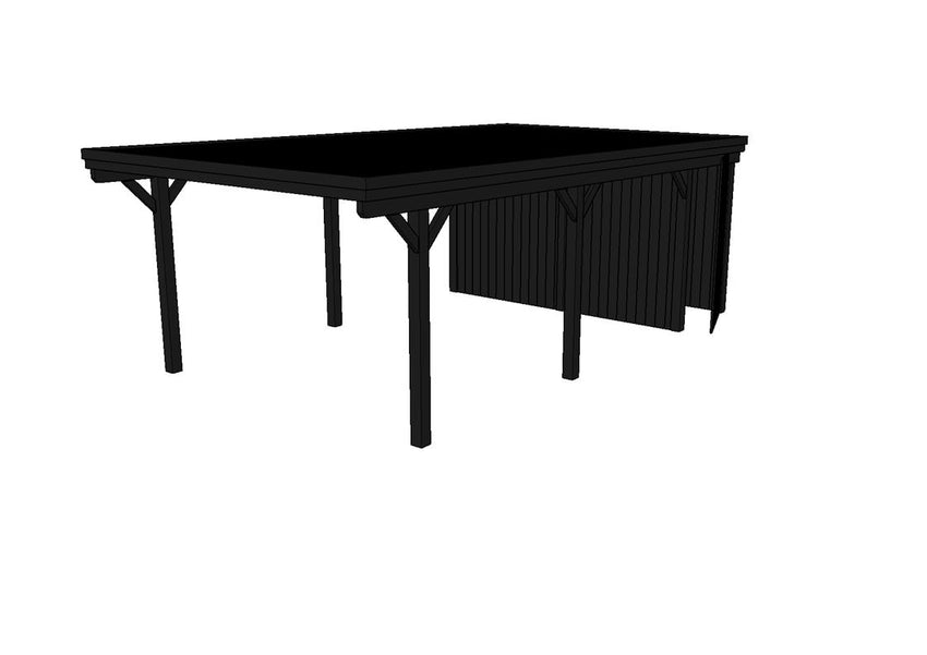 Einzel-Carport CLASSIC Holzblende mit Abstellraum (Verkleidung: Klassisches Duoprofil) - FREESE Holz 