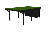 Gründach-Carport CLASSIC Holzblende mit Abstellraum (Verkleidung: Klassisches Duoprofil) - FREESE Holz 