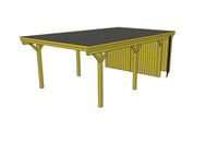 Einzel-Carport CLASSIC Holzblende mit Abstellraum (Verkleidung: Klassisches Duoprofil) - FREESE Holz 