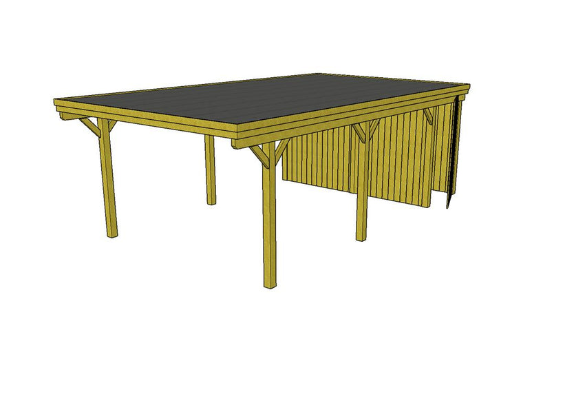 Einzel-Carport CLASSIC Holzblende mit Abstellraum (Verkleidung: Klassisches Duoprofil) - FREESE Holz 