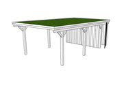 Gründach-Carport CLASSIC Holzblende mit Abstellraum (Verkleidung: Klassisches Duoprofil) - FREESE Holz 