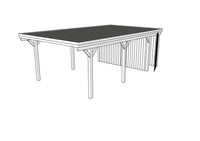 Einzel-Carport CLASSIC Holzblende mit Abstellraum (Verkleidung: Klassisches Duoprofil) - FREESE Holz 