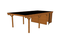 Einzel-Carport CLASSIC Holzblende mit Abstellraum (Verkleidung: Klassisches Duoprofil) - FREESE Holz 