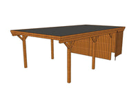 Einzel-Carport CLASSIC Holzblende mit Abstellraum (Verkleidung: Klassisches Duoprofil) - FREESE Holz 