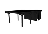 Einzel-Carport CLASSIC Holzblende mit Abstellraum (Verkleidung: Klassisches Duoprofil) - FREESE Holz 