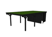 Gründach-Carport CLASSIC Holzblende mit Abstellraum (Verkleidung: Klassisches Duoprofil) - FREESE Holz 