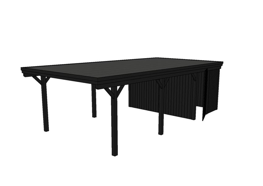 Einzel-Carport CLASSIC Holzblende mit Abstellraum (Verkleidung: Klassisches Duoprofil) - FREESE Holz 