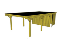 Einzel-Carport CLASSIC Holzblende mit Abstellraum (Verkleidung: Klassisches Duoprofil) - FREESE Holz 