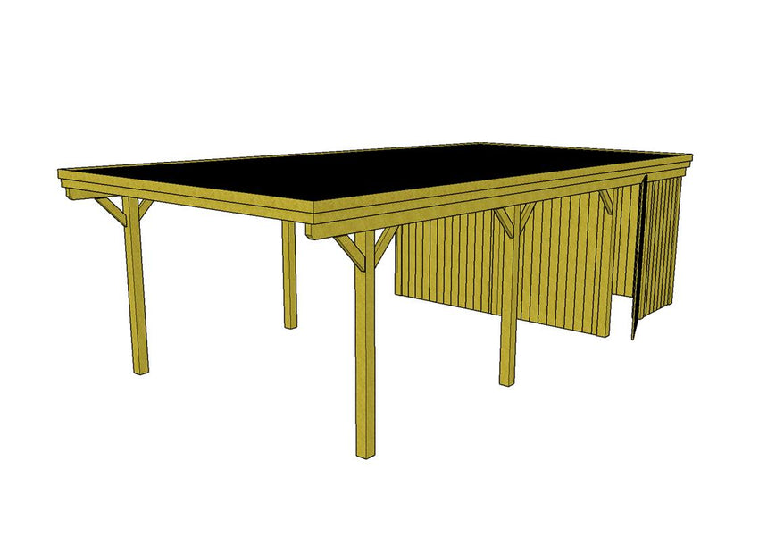 Einzel-Carport CLASSIC Holzblende mit Abstellraum (Verkleidung: Klassisches Duoprofil) - FREESE Holz 