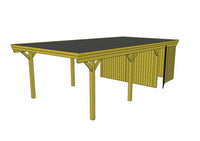 Einzel-Carport CLASSIC Holzblende mit Abstellraum (Verkleidung: Klassisches Duoprofil) - FREESE Holz 