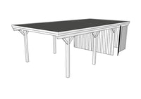 Einzel-Carport CLASSIC Holzblende mit Abstellraum (Verkleidung: Klassisches Duoprofil) - FREESE Holz 