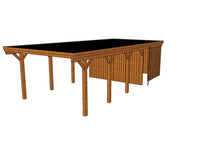 Einzel-Carport CLASSIC Holzblende mit Abstellraum (Verkleidung: Klassisches Duoprofil) - FREESE Holz 
